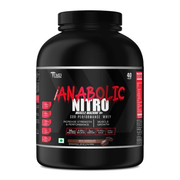 1MD Nutrition | Anabolic Nitro | Whey Protein | 4.4 lbs | 2 Kg | Rich Chocolate