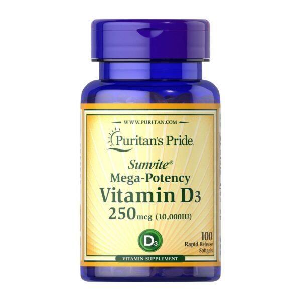 Puritan's Pride | Vitamin D3 250MCG (10,000 IU) | 100 Rapid Release Softgels