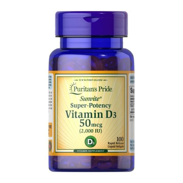 Puritan's Pride | Vitamin D3 50MCG (2000 IU) | 100 Rapid Release Liquid Softgels